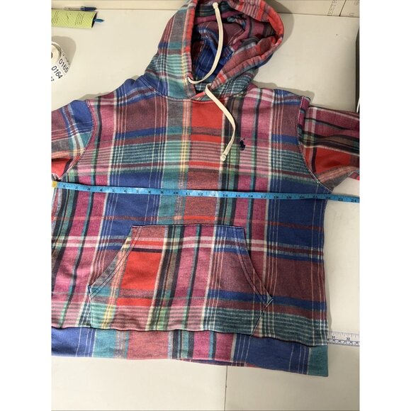Polo Ralph Lauren Plaid Multicolour Hoodie Girls Size L or Women's M - Picture 8 of 9
